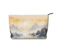 WZYCWB Sac de rangement cosmétique imprimé poisson rouge, parfait pour les voyages d'affaires et les voyages., Illustration de montagne coucher de soleil, Taille unique