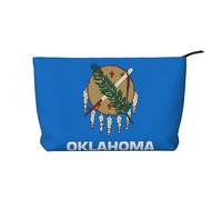 WZYCWB Sac de rangement cosmétique imprimé poule chantante, parfait pour les voyages d'affaires et les voyages., Drapeau de l'État de l'Oklahoma, Taille unique