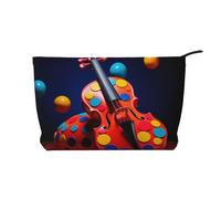 WZYCWB Sac de rangement pour maquillage imprimé violon à pois, parfait pour les voyages d'affaires et les voyages., Image de fond violon, Taille unique