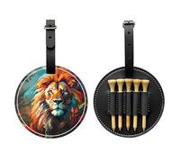 WZYCWB Sac de rangement pour tee de golf imprimé spécial peinture à l'huile d'un lion - Design portable avec boucle suspendue, Noir , Taille unique, Valise