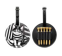 WZYCWB Sac de rangement pour tees de golf avec motif chaton rayé noir et blanc - Design portable avec boucle de suspension