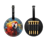 WZYCWB Sac de rangement pour tees de golf avec motif perroquet avec plumes colorées - Design portable avec boucle de suspension, Noir , Taille unique, Valise