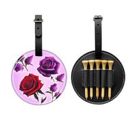 WZYCWB Sac de rangement pour tees de golf avec motif roses rouges et violettes - Design portable avec boucle de suspension, Noir , Taille unique, Valise