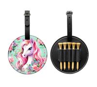 WZYCWB Sac de rangement pour tees de golf imprimé licorne rose - Design portable avec boucle de suspension, Noir , Taille unique, Valise