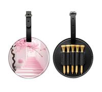 WZYCWB Sac de rangement pour tees de golf Motif escalier Rose Cerisier en fleurs - Design portable avec boucle de suspension