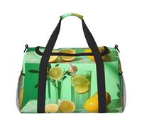 WZYCWB Sac de voyage imprimé avec des fleurs dansant avec des baleines. Parfait pour l'entraînement de yoga, les courts voyages et les équipements de natation., Fleurs et limonade, Taille unique