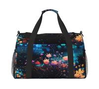 WZYCWB Sac de voyage imprimé avec des fleurs dansant avec des baleines. Parfait pour l'entraînement de yoga, les courts voyages et les équipements de natation., Fleurs à la rivière, One Size