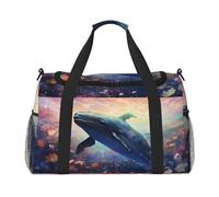 WZYCWB Sac de voyage imprimé avec des fleurs dansant avec des baleines. Parfait pour l'entraînement de yoga, les courts voyages et les équipements de natation., Fleurs dansant avec des baleines