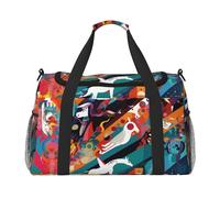 WZYCWB Sac de voyage portable à rayures pour le week-end, le fitness, le yoga et d'autres scénarios, Aquarelle étrange, Taille unique