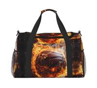 WZYCWB Sac de voyage portable girafe mère et enfant Sac de week-end Sac de fitness Sac de yoga adapté pour le fitness et d'autres scénarios, Ballon de basket sur le feu et les éclaboussures de flamme
