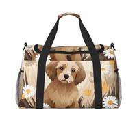 WZYCWB Sac de voyage portable motif chiot sac de week-end sac de fitness sac de yoga adapté pour le fitness et d'autres scénarios, Chiot dans les fleurs, Taille unique