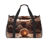 WZYCWB Sac de voyage portable pour fille avec chien avec fleurs Sac de week-end Sac de fitness Sac de yoga adapté pour le fitness et d'autres scénarios, Laine, Taille unique