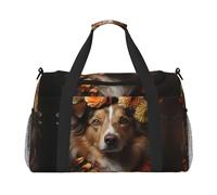 WZYCWB Sac de voyage portable pour fille avec chien avec fleurs Sac de week-end Sac de fitness Sac de yoga adapté pour le fitness et d'autres scénarios, Chien Fille Avec Fleurs, Taille unique