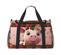 WZYCWB Sac de voyage portable pour fille avec chien avec fleurs Sac de week-end Sac de fitness Sac de yoga adapté pour le fitness et d'autres scénarios, Vaches et fraises, Taille unique