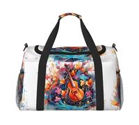 WZYCWB Sac de voyage portable pour fille avec chien avec fleurs Sac de week-end Sac de fitness Sac de yoga adapté pour le fitness et d'autres scénarios, Guitare note colorée, Taille unique