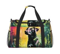 WZYCWB Sac de voyage portable pour le week-end, le fitness, le yoga, le fitness et d'autres scénarios, Chien noir assis, Taille unique
