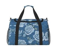 WZYCWB Sac de voyage portable pour le week-end, le fitness, le yoga, le fitness et d'autres scénarios Rose, Magnifiques roses sur fond bleu, Taille unique