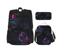 WZYCWB Sac d'école Mystery noir + trousse + sac à déjeuner pour tous les jours