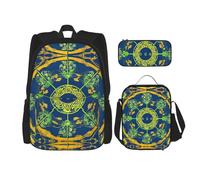 WZYCWB Sac d'école Yin Yang Totem + trousse + sac à déjeuner pour tous les jours
