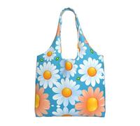 WZYCWB Sac en toile à bandoulière simple imprimé marguerite rouge et blanc, sac d'épicerie, sac en toile pour usage quotidien