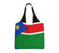WZYCWB Sac en toile imprimé drapeau du Soudan du Sud, sac en toile tendance, adapté pour les voyages quotidiens et le shopping, noir, taille unique