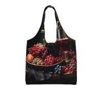 WZYCWB Sac en toile imprimé raisins et vin à une seule épaule, sac d'épicerie, sac en toile pour usage quotidien