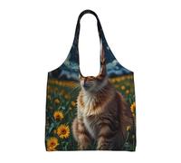 WZYCWB Sac en toile imprimé Van Gogh style chaton à une épaule, sac en toile tendance, adapté pour les voyages quotidiens et le shopping