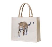WZYCWB Sac fourre-tout en toile imprimée en trois dimensions Jaguar adapté pour les voyages, le travail, le fitness, le camping et la plage
