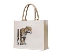 WZYCWB Sac fourre-tout en toile tridimensionnelle imprimé à rayures Jaguar adapté pour les voyages, le travail, le fitness, le camping et la plage