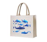 WZYCWB Sac fourre-tout en toile tridimensionnelle imprimé cyber baleine adapté pour les voyages, le travail, le fitness, le camping et la plage