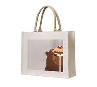 WZYCWB Sac fourre-tout en toile tridimensionnelle imprimée tête d'ours mignon adapté pour les voyages, le travail, le fitness, le camping et la plage