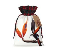 WZYCWB Sacs cadeaux colorés oiseaux de paradis de Noël pour décorations de fête de Noël, 21 x 30 cm, sacs cadeaux en toile de jute avec cordon de serrage