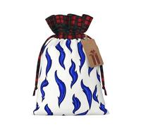 WZYCWB Sacs cadeaux de Noël à motif de flamme bleue pour décorations de fête de Noël, 21 x 30 cm, sacs cadeaux en toile de jute avec cordon de serrage