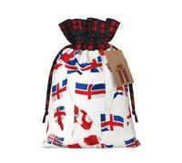 WZYCWB Sacs cadeaux de Noël avec drapeau national pour décorations de fête de Noël, 21 x 30 cm, sacs cadeaux en toile de jute avec cordon de serrage