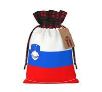 WZYCWB Sacs cadeaux de Noël avec motif drapeau de la Slovénie pour décorations de fête de Noël, 21 x 30 cm, sacs cadeaux en toile de jute avec cordon de serrage