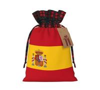 WZYCWB Sacs cadeaux de Noël avec motif drapeau espagnol, sacs cadeaux en toile de jute avec cordon de serrage pour fournitures de fête de Noël, sacs de décoration, 21 x 30 cm