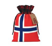 WZYCWB Sacs cadeaux de Noël avec motif drapeau norvégien, sacs cadeaux en toile de jute avec cordon de serrage pour fournitures de fête de Noël, sacs de décoration, 21 x 30 cm
