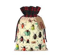 WZYCWB Sacs cadeaux de Noël avec petits insectes de dessin animé pour décorations de fête de Noël, 21 x 30 cm, sacs cadeaux en toile de jute avec cordon de serrage
