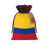 WZYCWB Sacs cadeaux de Noël drapeau de la Colombie pour décorations de fête de Noël, 21 x 30 cm, sacs cadeaux en toile de jute avec cordon de serrage