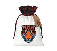 WZYCWB Sacs cadeaux de Noël en forme de tête de tigre pour décorations de fête de Noël, 21 x 30 cm, sacs cadeaux en toile de jute avec cordon de serrage