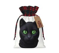 WZYCWB Sacs cadeaux de Noël en toile de jute aux yeux verts pour décorations de fête de Noël, 21 x 30 cm, sacs cadeaux en toile de jute avec cordon de serrage