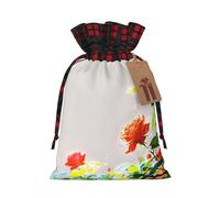 WZYCWB Sacs cadeaux de Noël en toile de jute avec cordon de serrage - 21,6 x 30 cm - Motif roses