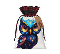 WZYCWB Sacs cadeaux de Noël en toile de jute avec cordon de serrage Motif chouette cosmique 21 x 30 cm