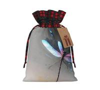 WZYCWB Sacs cadeaux de Noël en toile de jute avec cordon de serrage Motif cyber libellule 21 x 30 cm