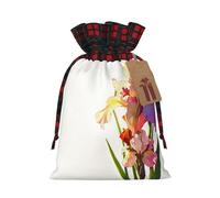 WZYCWB Sacs cadeaux de Noël en toile de jute avec cordon de serrage Motif fleurs d'iris 21 x 30 cm