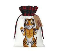 WZYCWB Sacs cadeaux de Noël en toile de jute avec cordon de serrage Motif tigre 21 x 30 cm