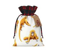 WZYCWB Sacs cadeaux de Noël en toile de jute avec cordon de serrage - Plusieurs singes dorés - 21 x 30 cm