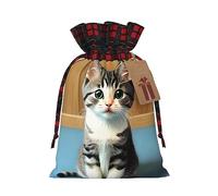 WZYCWB Sacs cadeaux de Noël en toile de jute avec cordon de serrage pour décoration de fête de Noël, 21 x 30 cm