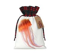 WZYCWB Sacs cadeaux de Noël en toile de jute avec cordon de serrage pour décorations de fête de Noël, 21 x 30 cm, motif méduse rose