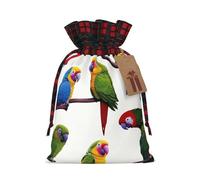 WZYCWB Sacs cadeaux de Noël en toile de jute avec cordon de serrage pour perroquet de la forêt tropicale - 21 x 30 cm